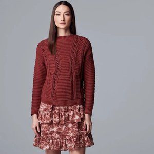 NEW Simply Vera PL Rust Red Mix Stitch Sweater Academia Moody Rustic Cabin Cozy